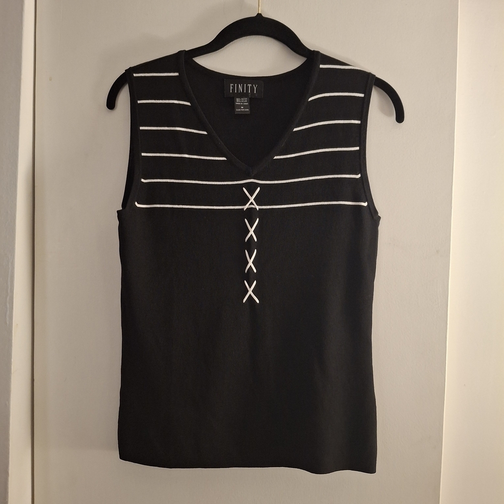 Finity Black and White Striped Tank Top